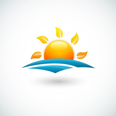 Illustration of sea and sunのイラスト素材