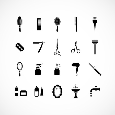 Set of hairdressing equipment iconsのイラスト素材