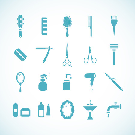 Set of hairdressing equipment icons. Vector illustration  のイラスト素材