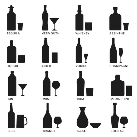 Set of vector alcohol iconsのイラスト素材
