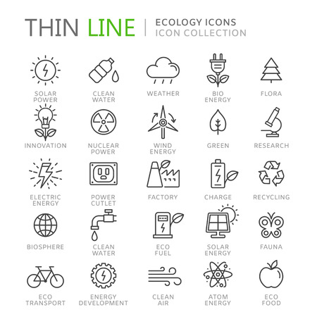 Collection of ecology thin line icons. Vector eps 10のイラスト素材