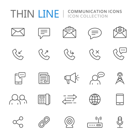 Collection of communication thin line iconsのイラスト素材