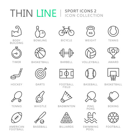 Collection of sport thin line iconsのイラスト素材