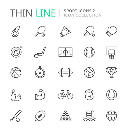 Collection of sport thin line iconsのイラスト素材