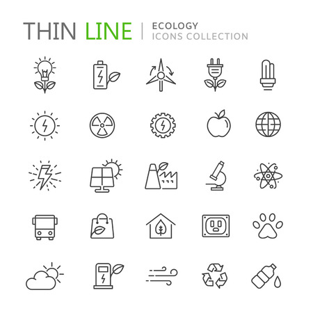 Collection of ecology thin line iconsのイラスト素材