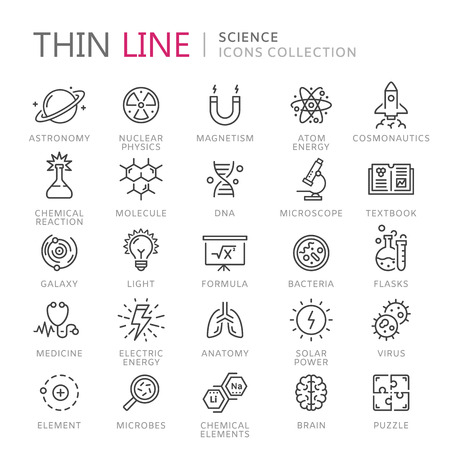 Collection of science thin line iconsのイラスト素材