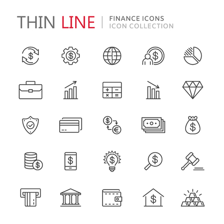 Collection of finance thin line iconsのイラスト素材