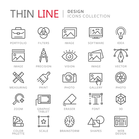 Collection of thin design line icons vector illustrationのイラスト素材
