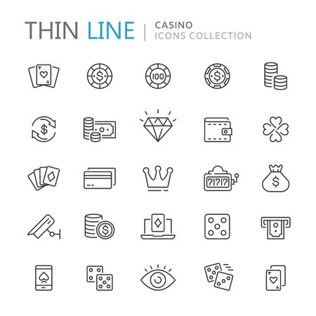 Collection of casino thin line icons vector illustrationのイラスト素材