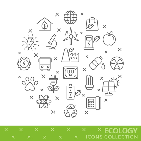 Collection of ecology thin line iconsのイラスト素材