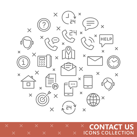 Collection of contact us thin line icons illustration.のイラスト素材