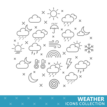 Collection of weather thin line icons illustration.のイラスト素材