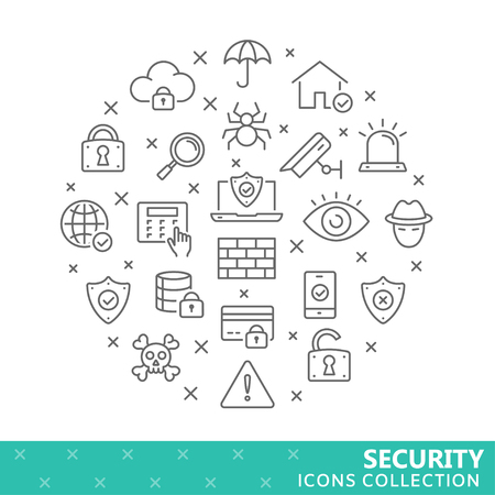 Collection of security thin line icons illustration.のイラスト素材