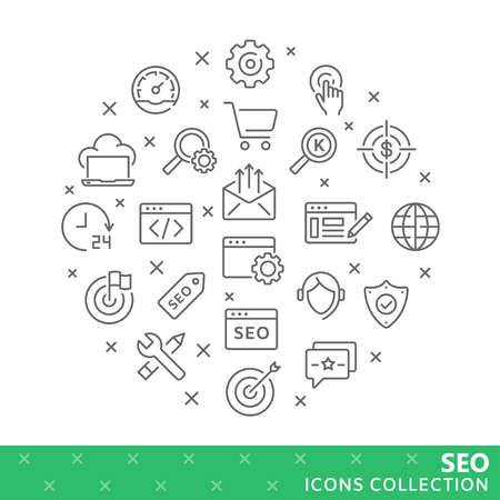 Collection of seo thin line icons.のイラスト素材
