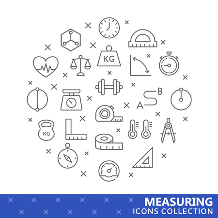 Collection of measuring thin line iconsのイラスト素材