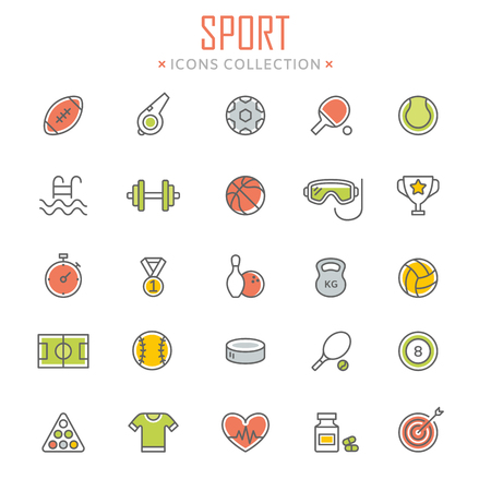 Collection of sport thin line iconsのイラスト素材