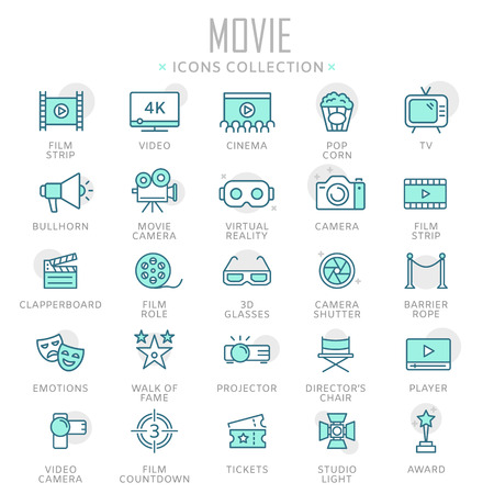 Collection of movie thin line icons illustration.のイラスト素材