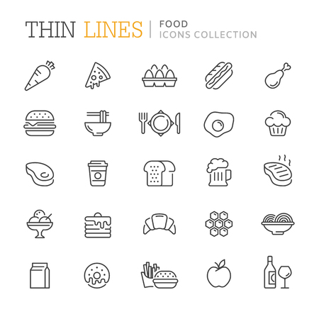 Collection of food related icons. Vector eps 8のイラスト素材
