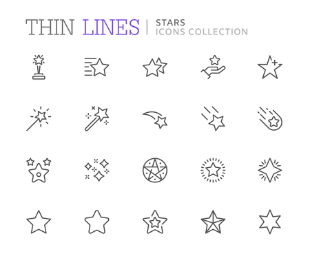 Collection of stars related line icons. Vector eps 8のイラスト素材