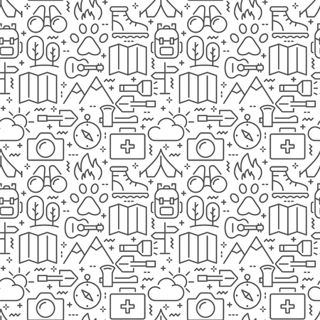 Campimg and hiking seamless patternのイラスト素材