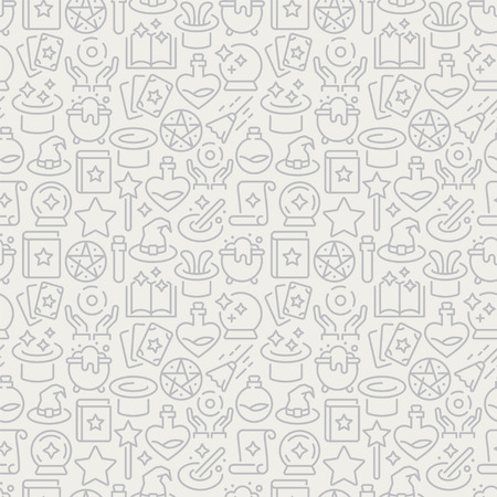 Magic seamless pattern with thin line iconsのイラスト素材
