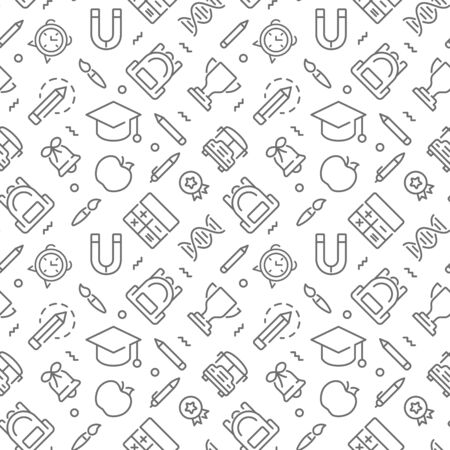 Back to school seamless pattern with line iconsのイラスト素材