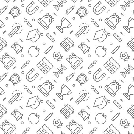 Back to school seamless pattern with line iconsのイラスト素材