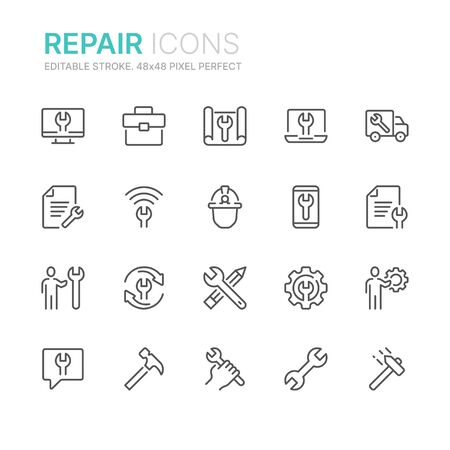 Collection of repair line icons. 48x48 Pixel Perfect. Editable strokeのイラスト素材