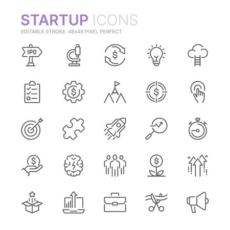 Collection of startup related line icons. 48x48 Pixel Perfect. Editable strokeのイラスト素材