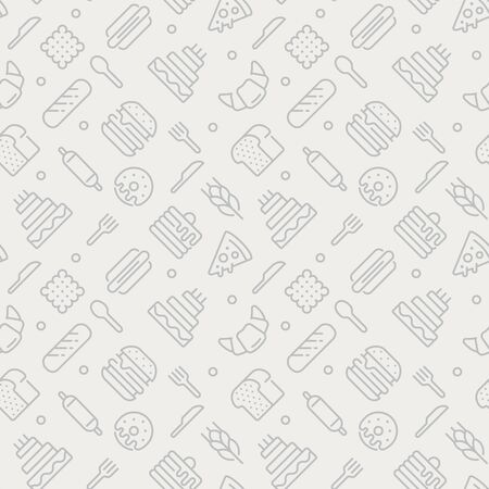 Bakery seamless pattern with thin line iconsのイラスト素材