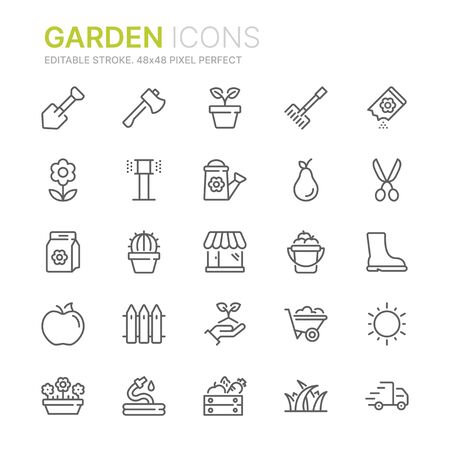 Collection of garden related line icons. 48x48 Pixel Perfect. Editable strokeのイラスト素材