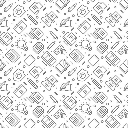 Copywriting related seamless pattern with outline iconsのイラスト素材