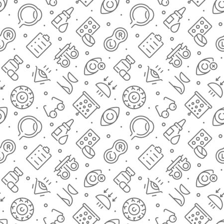 Ophthalmology related seamless pattern with outline iconsのイラスト素材