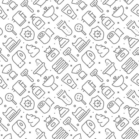 Hygiene related seamless pattern with outline iconsのイラスト素材