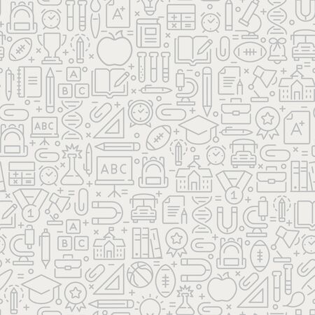 Back to school seamless pattern with line iconsのイラスト素材