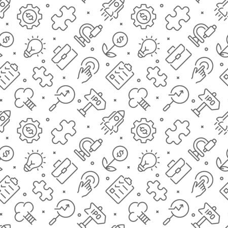 Startup related seamless pattern with outline iconsのイラスト素材