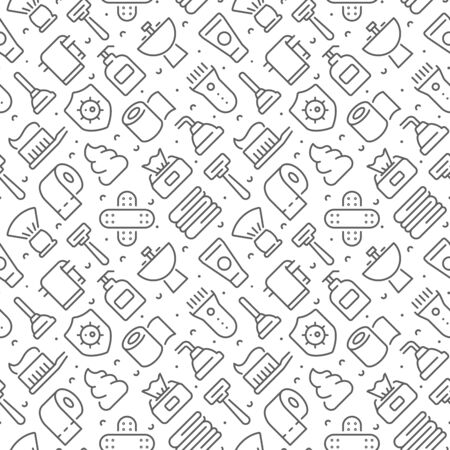 Hygiene related seamless pattern with outline iconsのイラスト素材