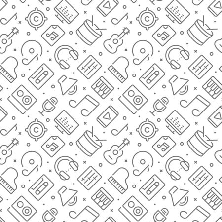 Music related seamless pattern with outline iconsのイラスト素材