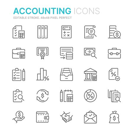 Collection of accounting related line icons. 48x48 Pixel Perfect. Editable strokeのイラスト素材