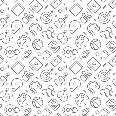 Entertainment related seamless pattern with outline iconsのイラスト素材