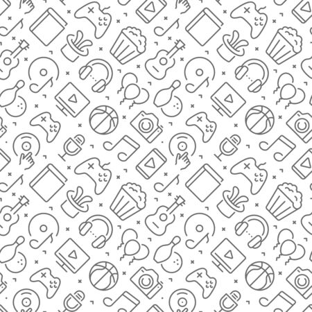 Entertainment related seamless pattern with outline iconsの写真素材