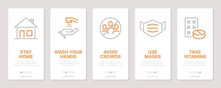 Coronavirus related vertical cardsのイラスト素材