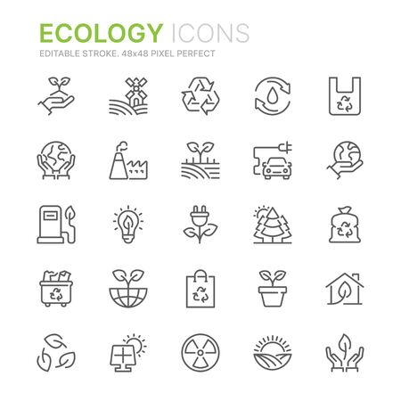 Collection of ecology related line icons. 48x48 Pixel Perfect. Editable strokeのイラスト素材