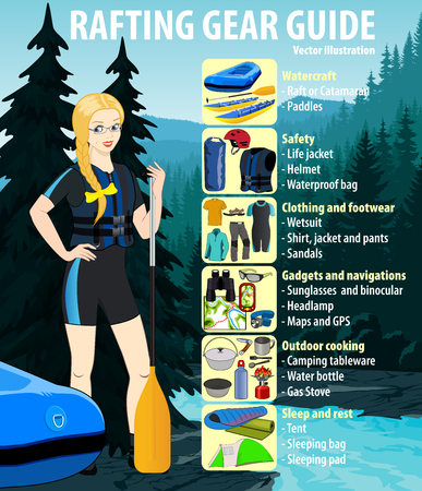 Rafting gear guide infographic illustrationのイラスト素材