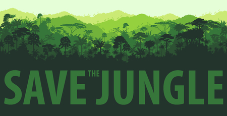 horizontal tropical rainforest Jungle backgroundsのイラスト素材