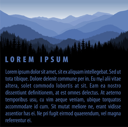 vector forest background design template with mountainsのイラスト素材