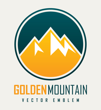 Vector mountain and outdoor adventures logo. Tourism, hiking and camping outdoor label.のイラスト素材