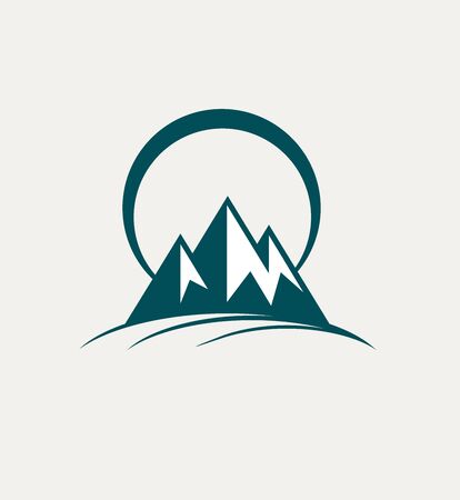 Vector mountain and outdoor adventures logo. Tourism, hiking and camping outdoor label.のイラスト素材