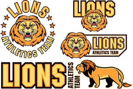vector angry lion face sport emblemのイラスト素材
