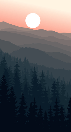Vector morning in mountainsのイラスト素材